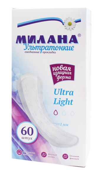Изображение товара Прокладки Милана ежедневные Ultra Light №60 Прокладки Милана ежедневные Ultra Light №60 фотография