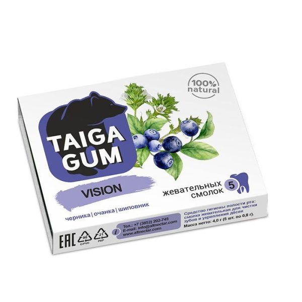 Изображение товара Смолка жевательная Taiga Gum для глаз Алтайский нектар 5шт Смолка жевательная Taiga Gum для глаз Алтайский нектар 5шт фотография